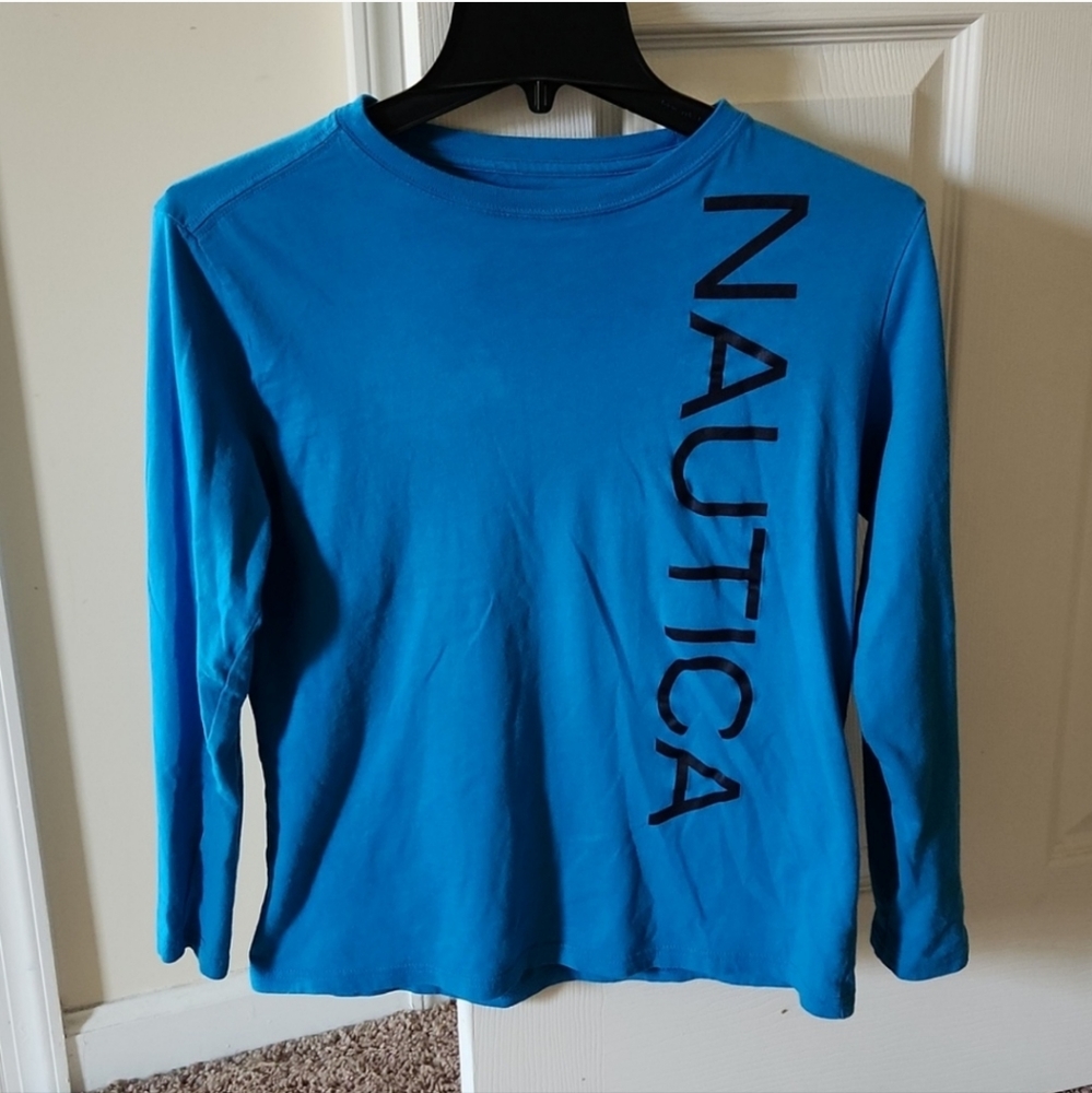 Nautica Blue Long Sleeve Kids Tee Large